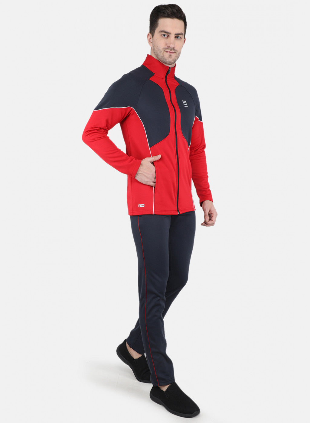 Men Red Solid Tracksuit