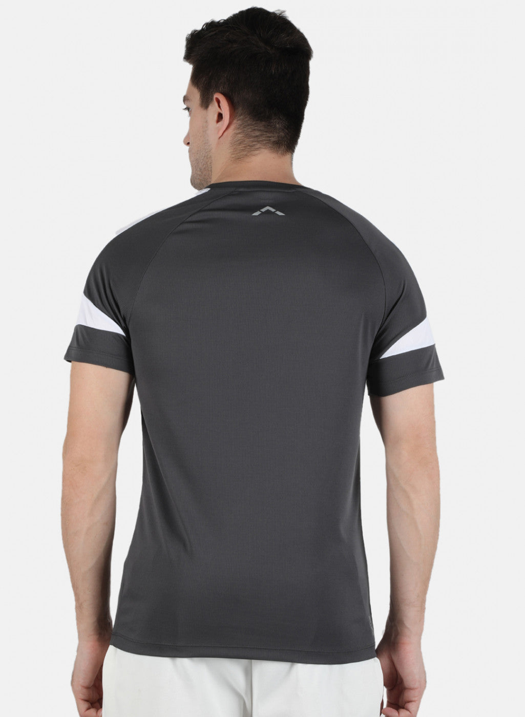 Men Grey Self Design Round Neck T-Shirt