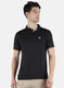 Men Black Self Design Collar T-Shirt