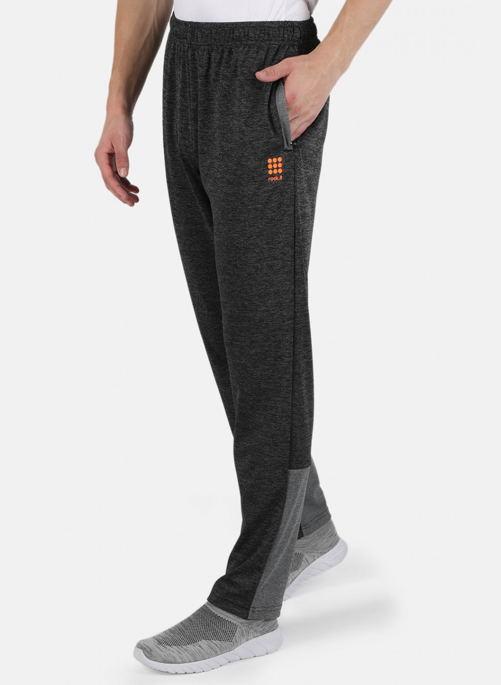 Men Grey Self Design Track Pant