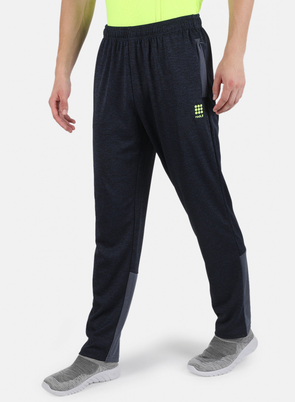 Men NAvy Blue Self Design Track Pant