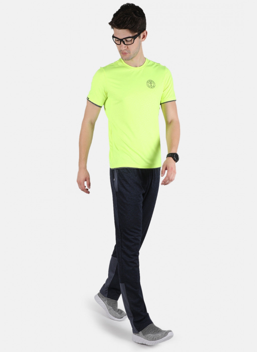 Men NAvy Blue Self Design Track Pant