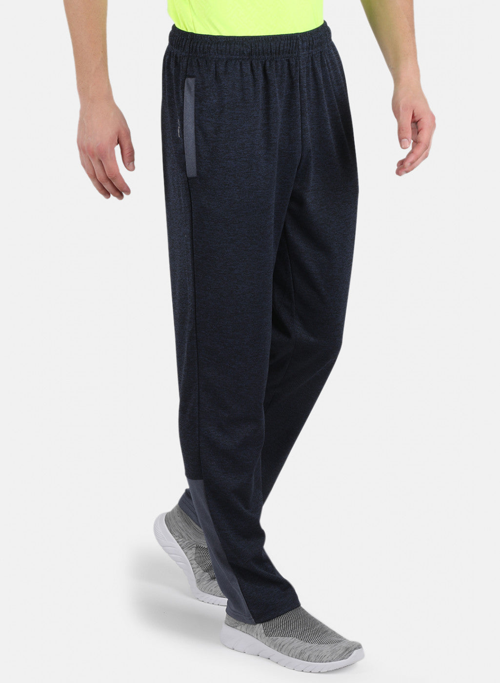 Men NAvy Blue Self Design Track Pant