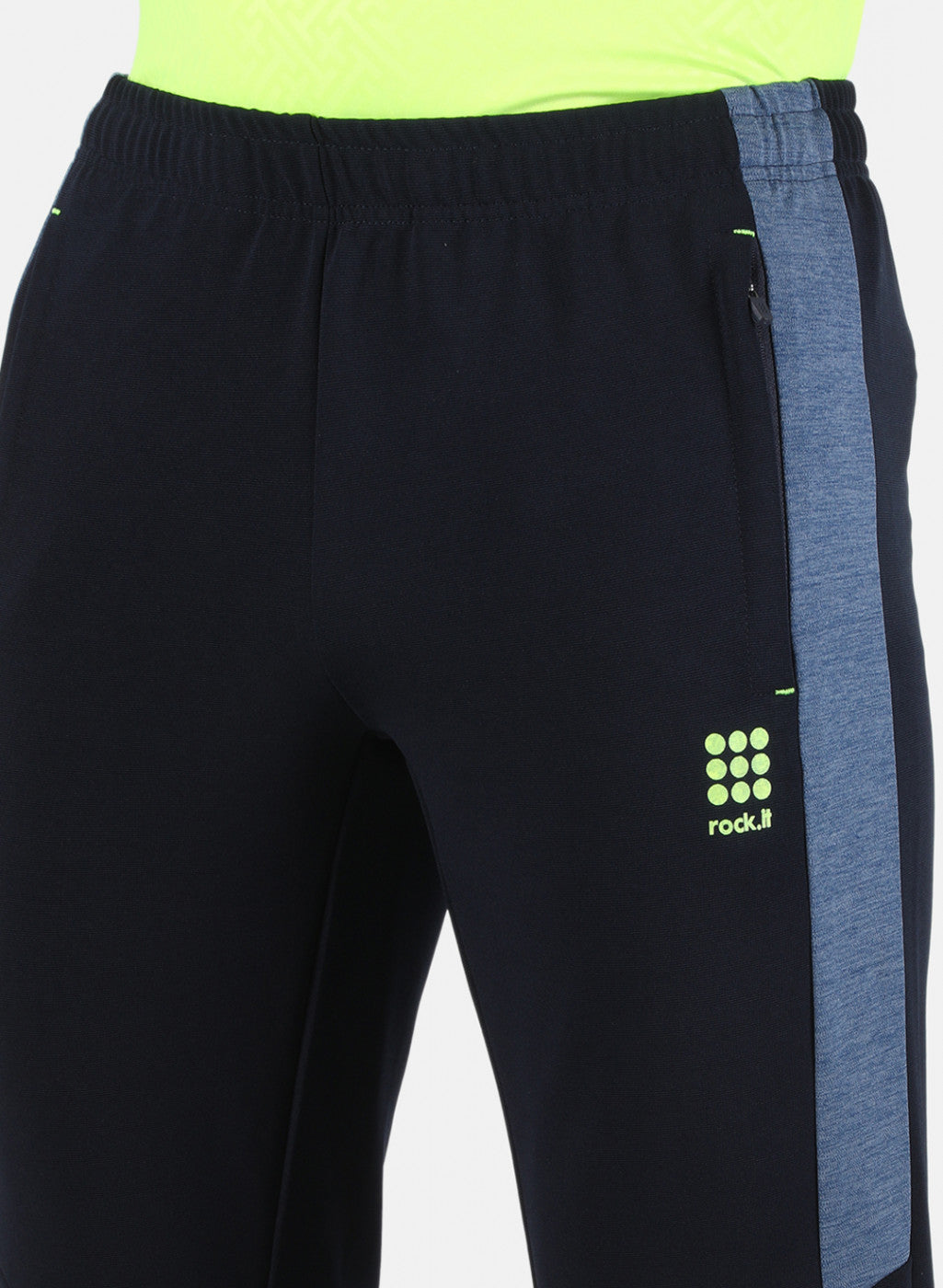 Men NAvy Blue Self Design Track Pant
