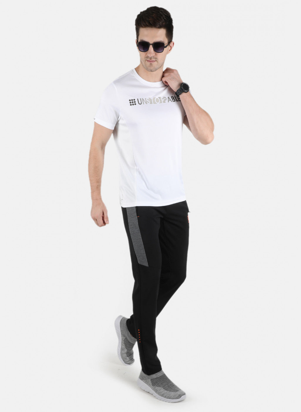 Men Black Self Design Track Pant