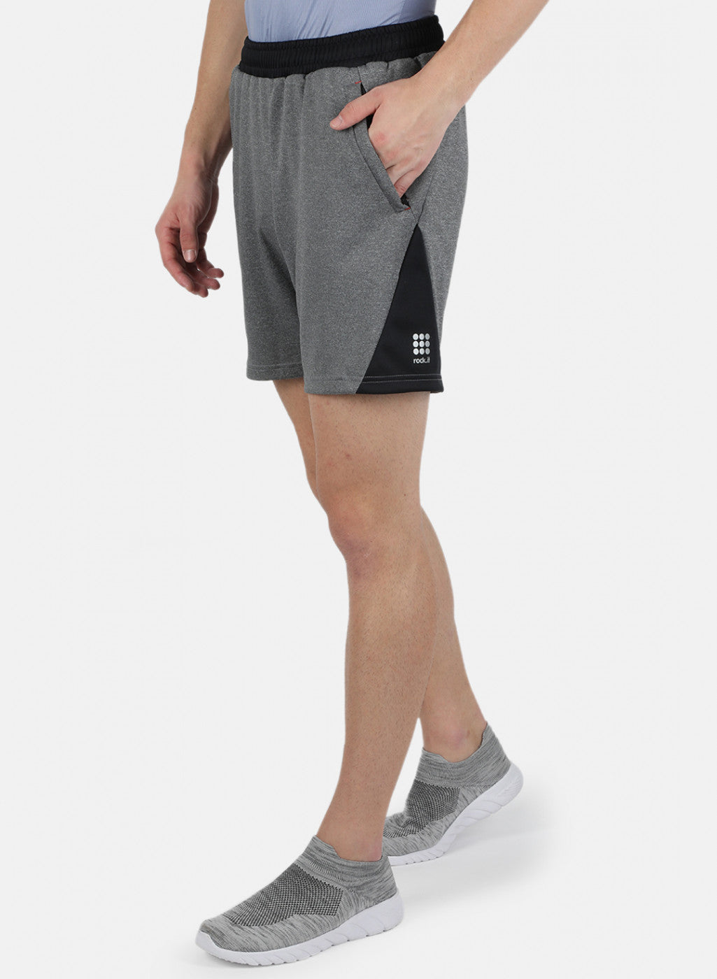 Men Grey Self Design Shorts