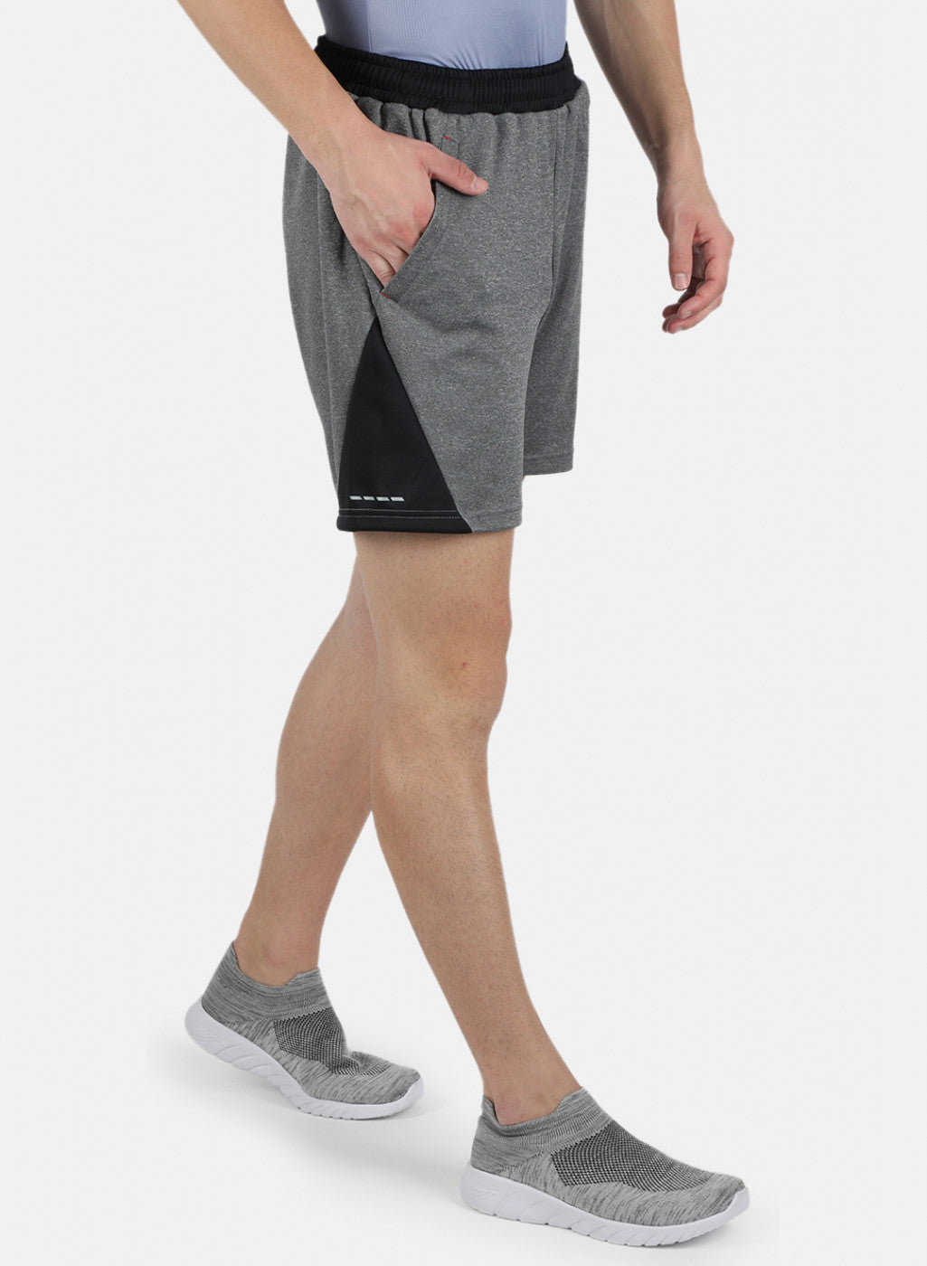 Men Grey Self Design Shorts