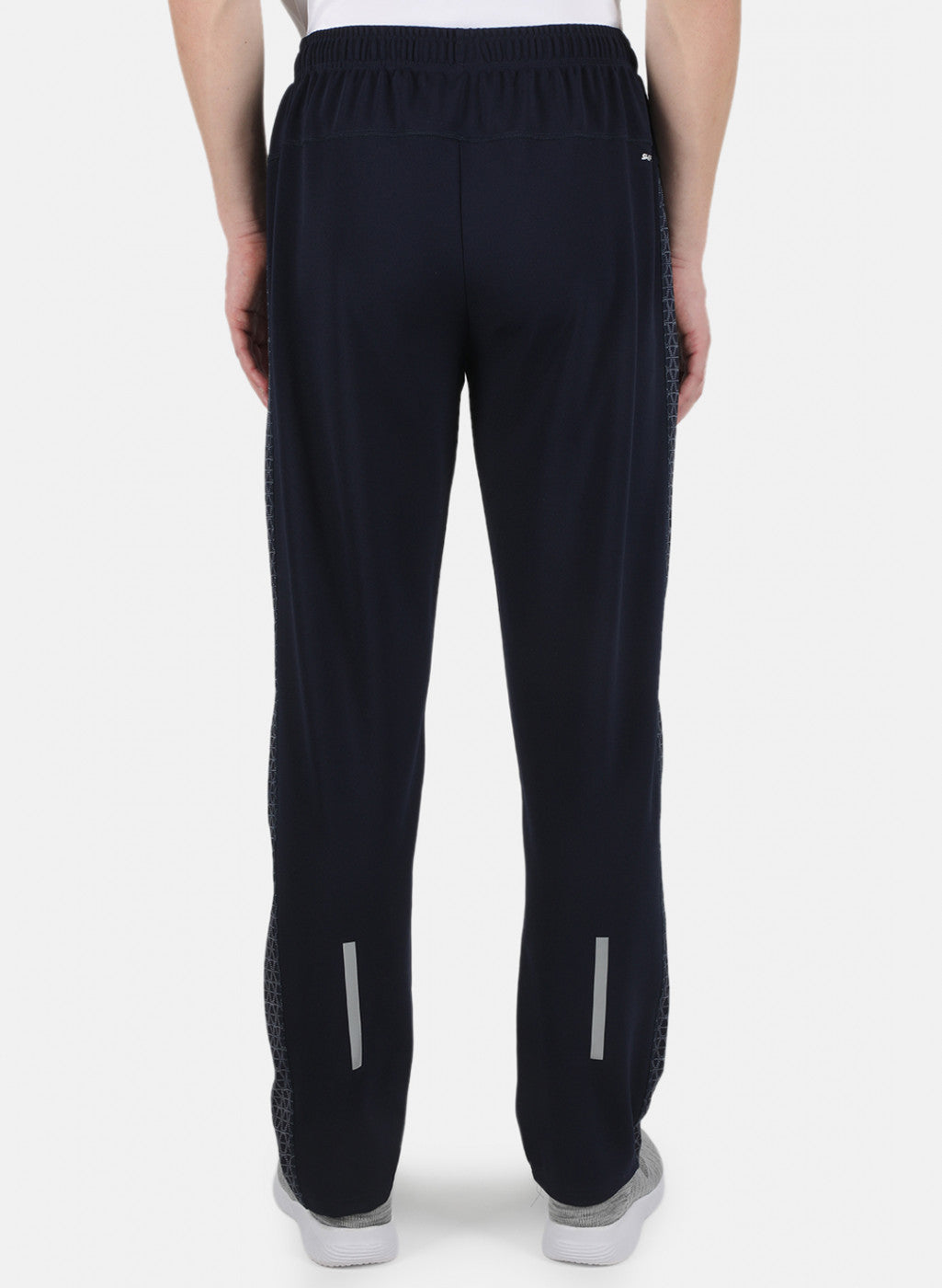 Men NAvy Blue Self Design Track Pant