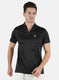 Rock.it Men Black Self Design Collar T-Shirt