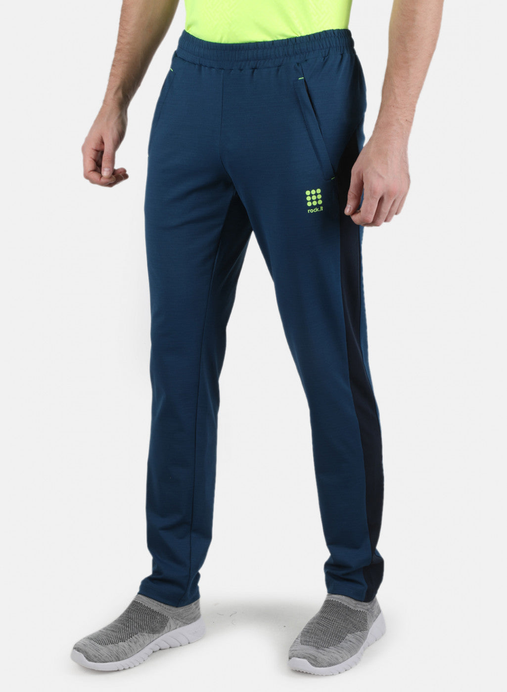 Men Blue Self Design Track Pant