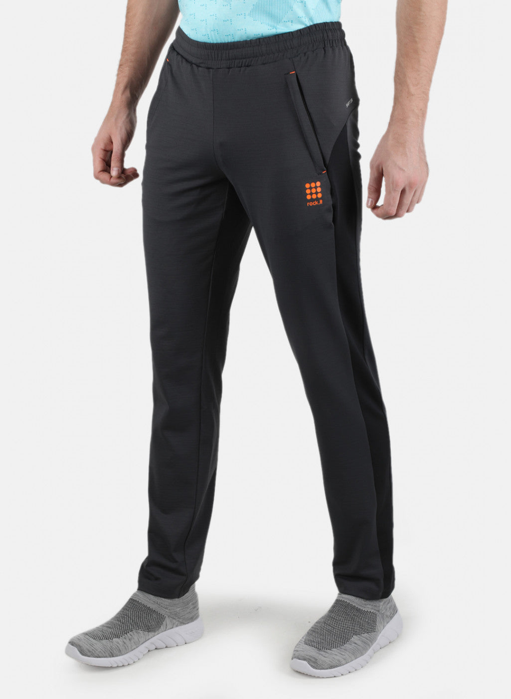 Men Grey Self Design Track Pant