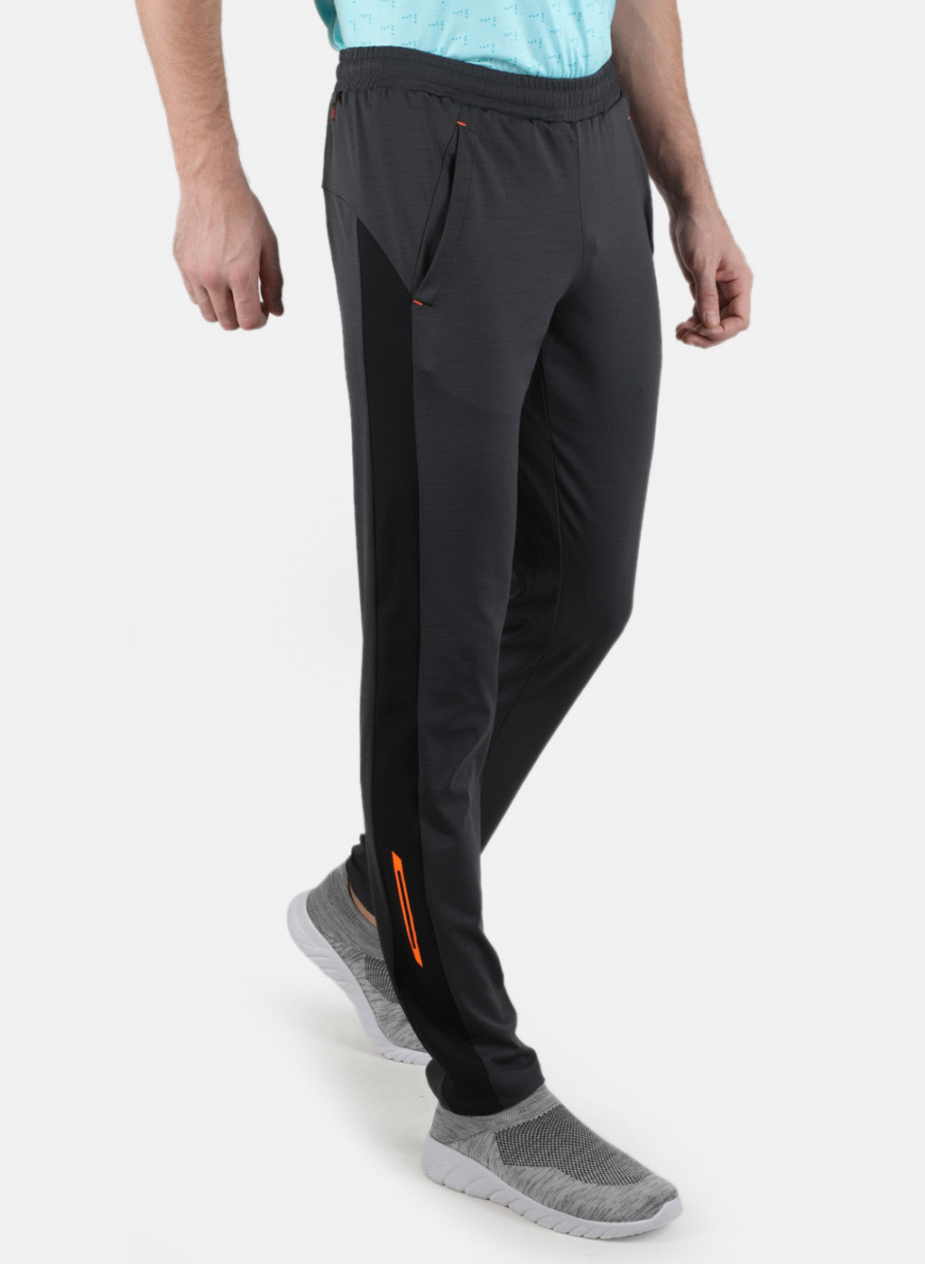 Men Grey Self Design Track Pant