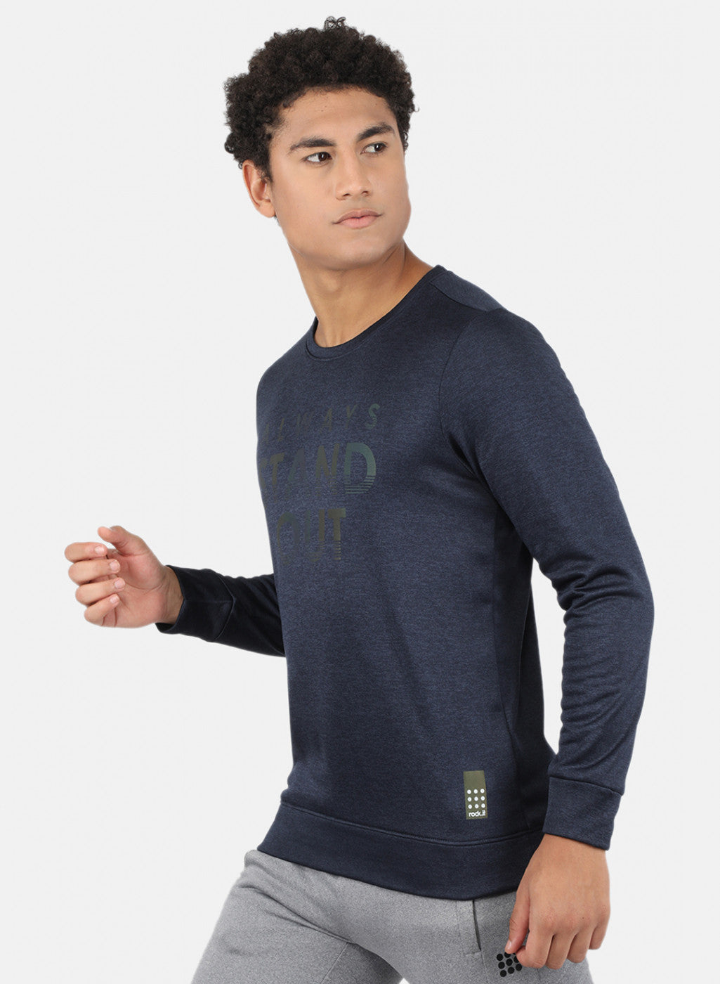 Men Navy Blue Printed Sweatshirt