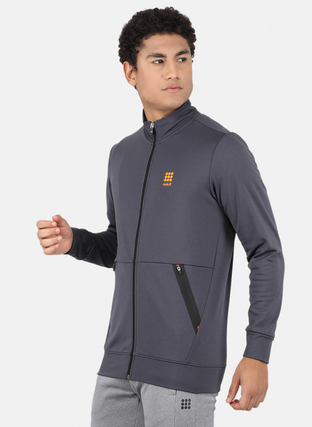 Men Grey Solid Sweatshirt