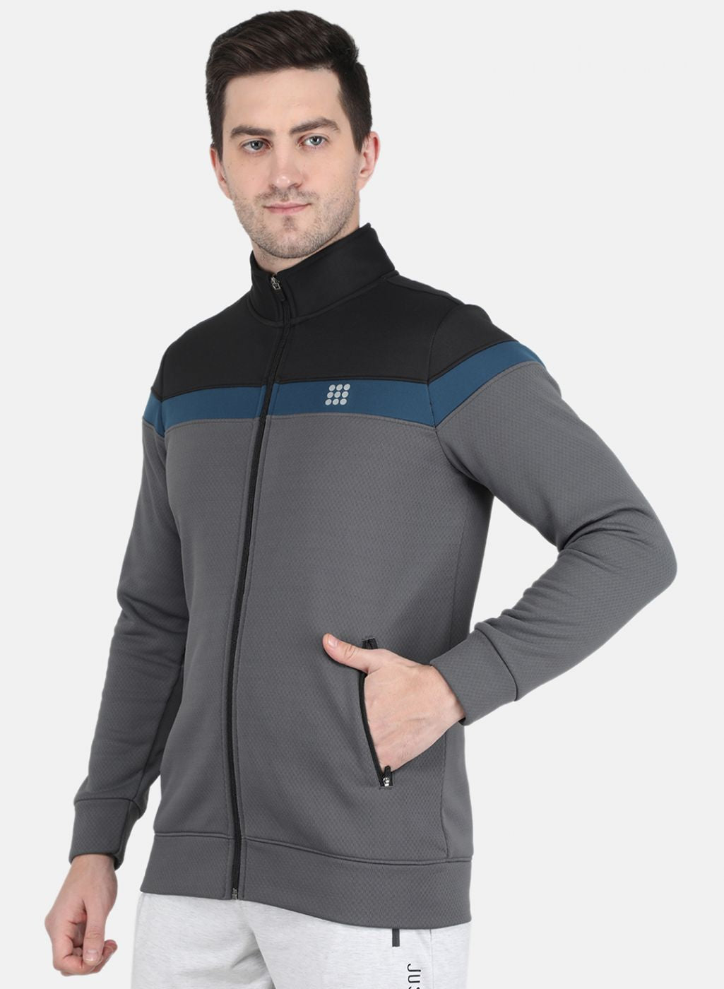 Men Grey Solid Sweatshirt