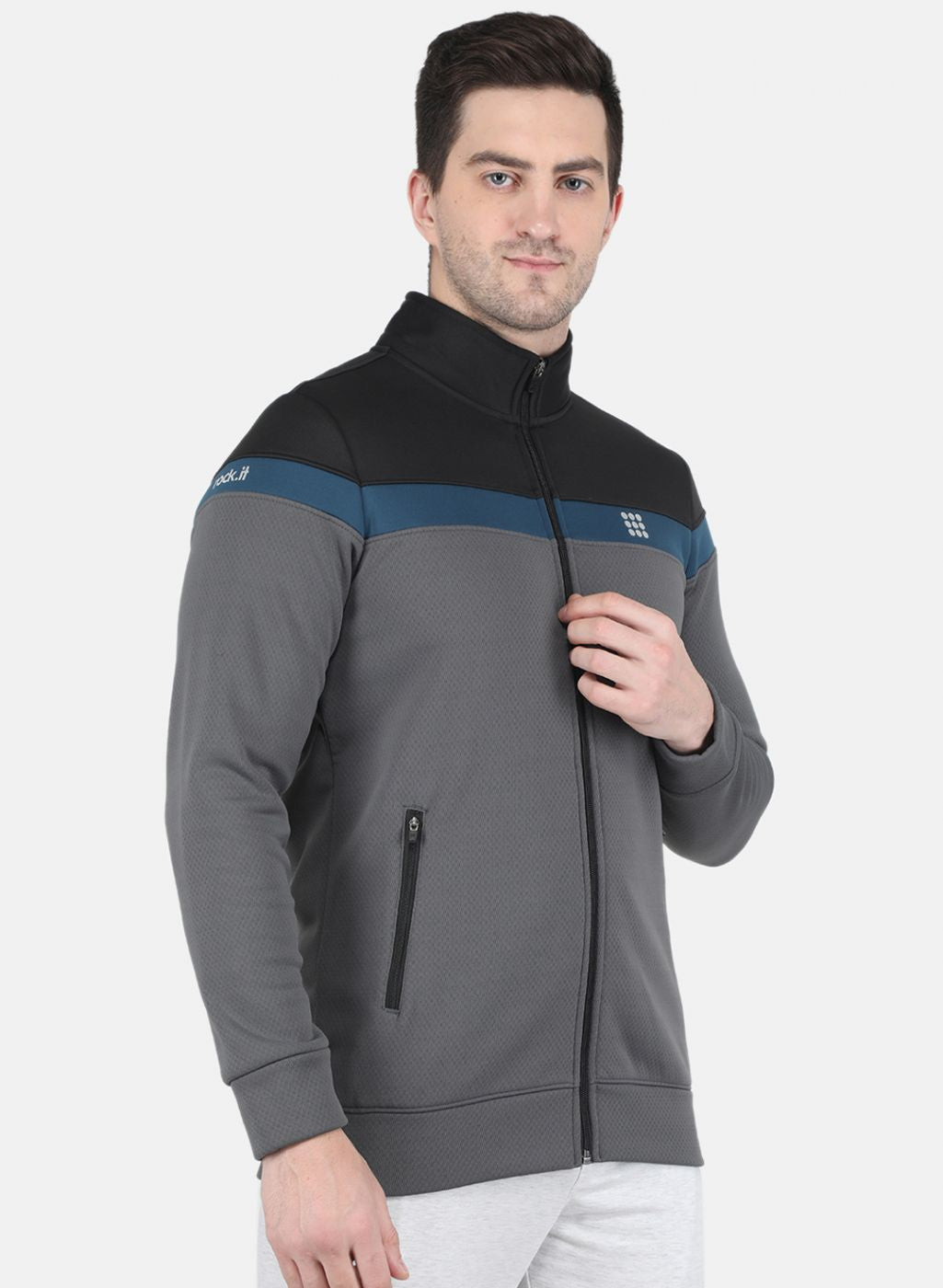 Men Grey Solid Sweatshirt