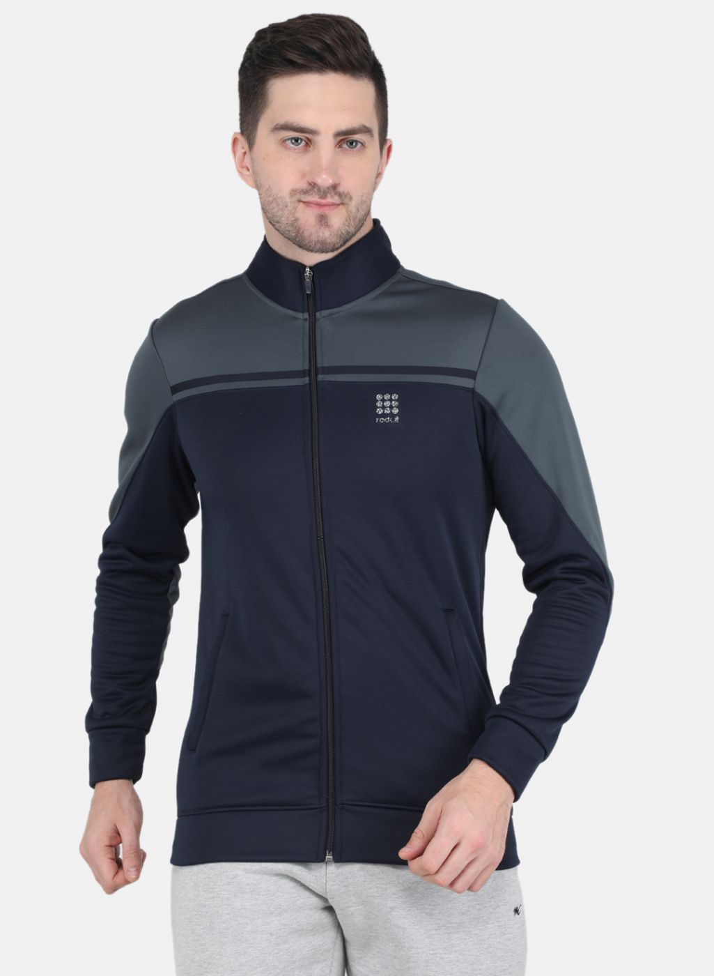 Men Navy Blue Solid Sweatshirt