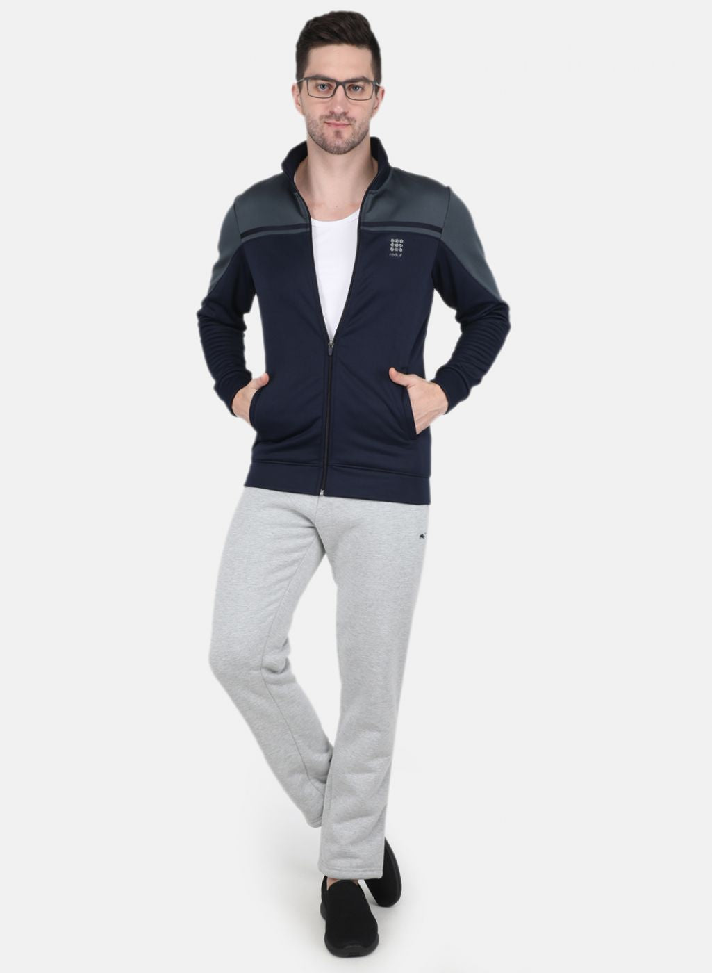 Men Navy Blue Solid Sweatshirt