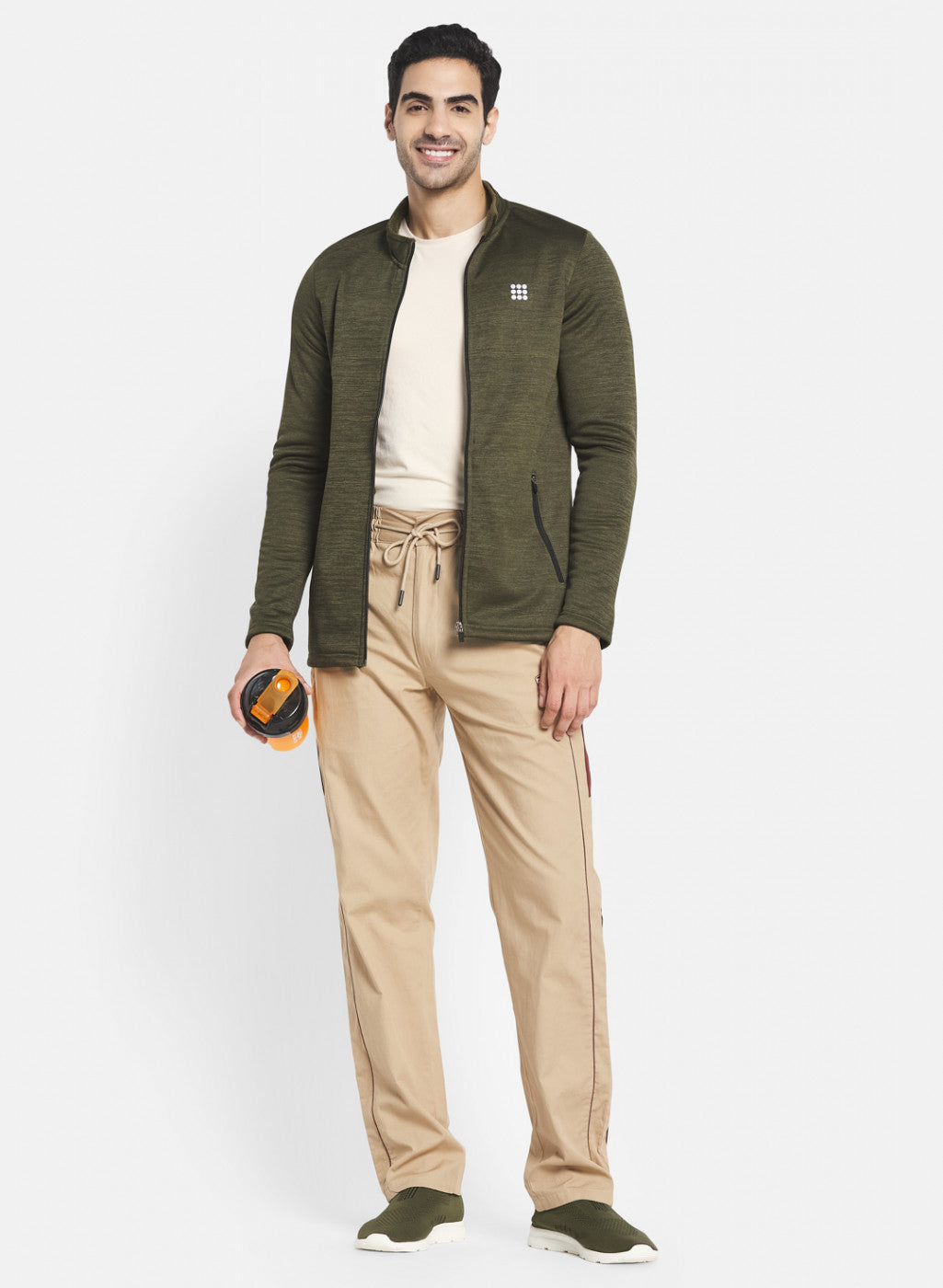 Men Olive Solid Sweatshirt