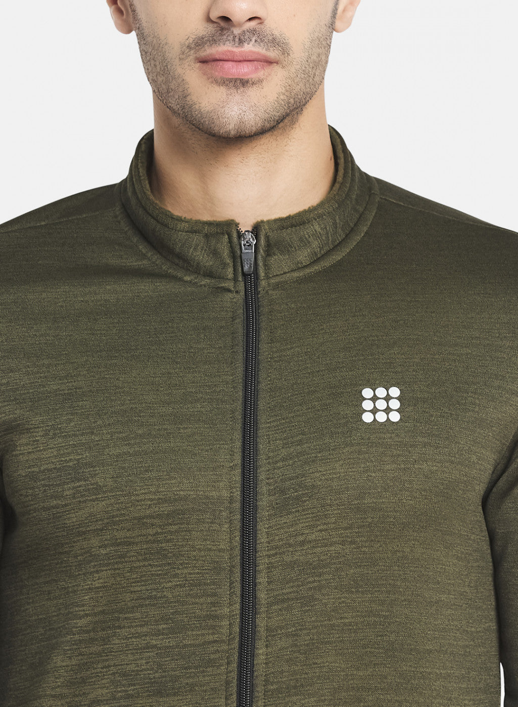 Men Olive Solid Sweatshirt
