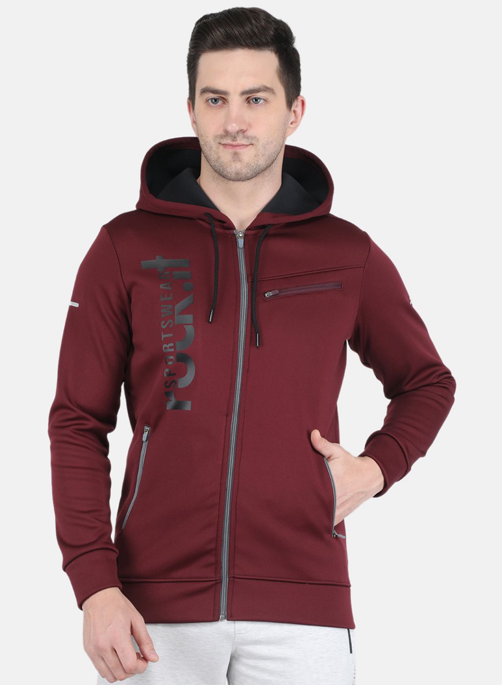 Men Maroon Printed Sweatshirt