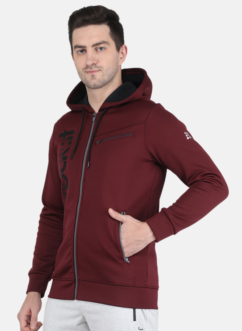Men Maroon Printed Sweatshirt