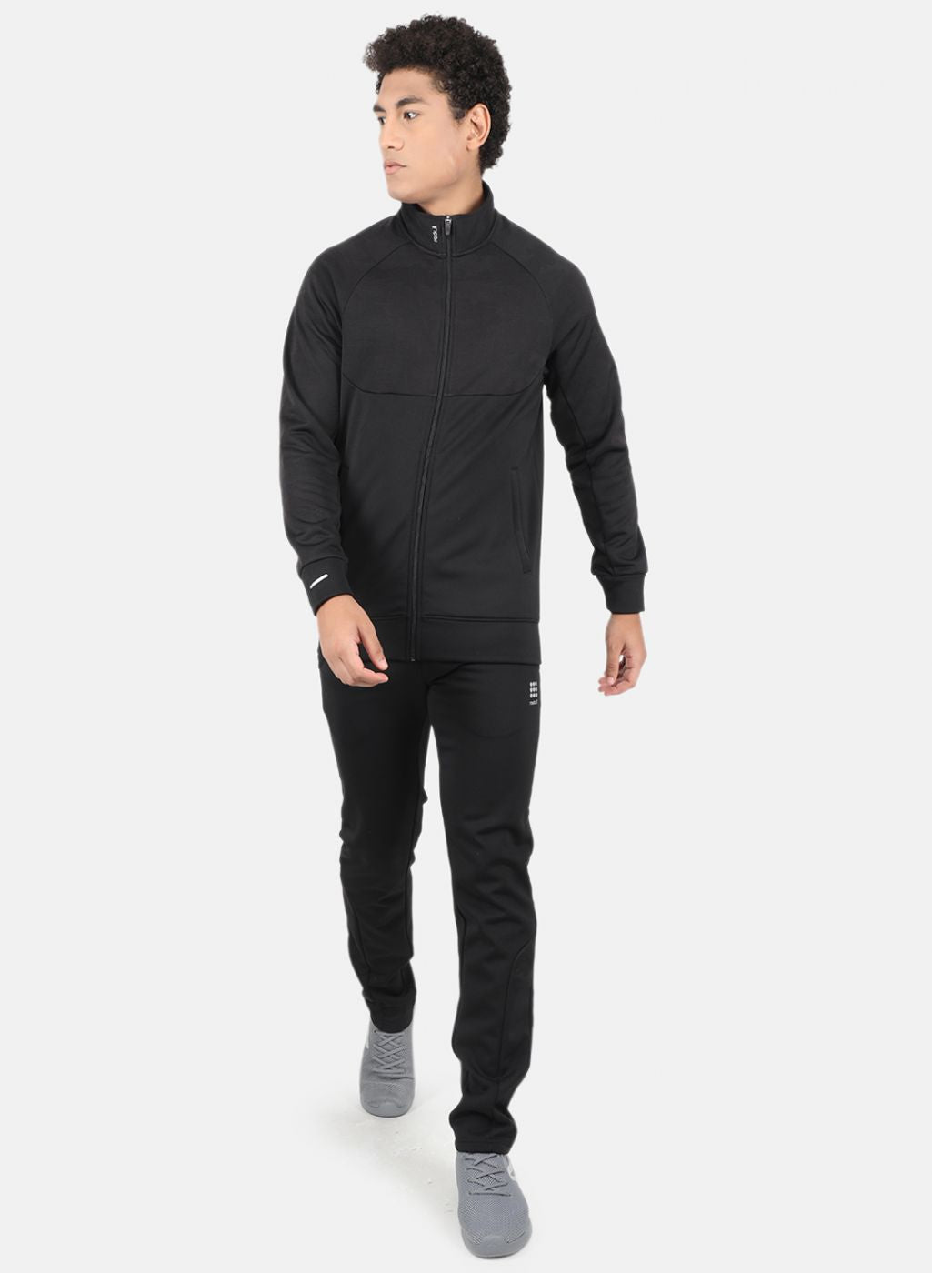 Men Black Self Tracksuit