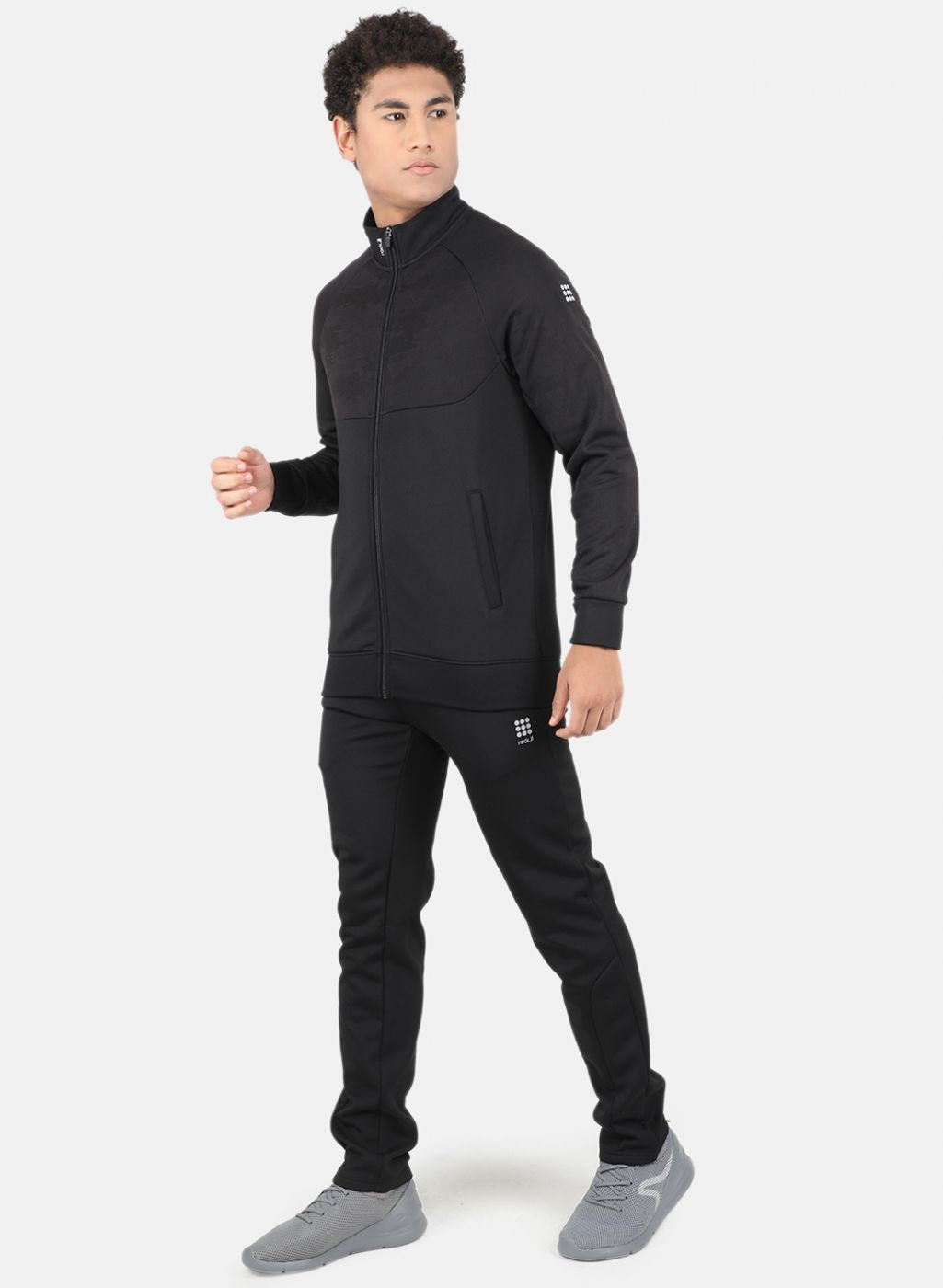 Men Black Self Tracksuit