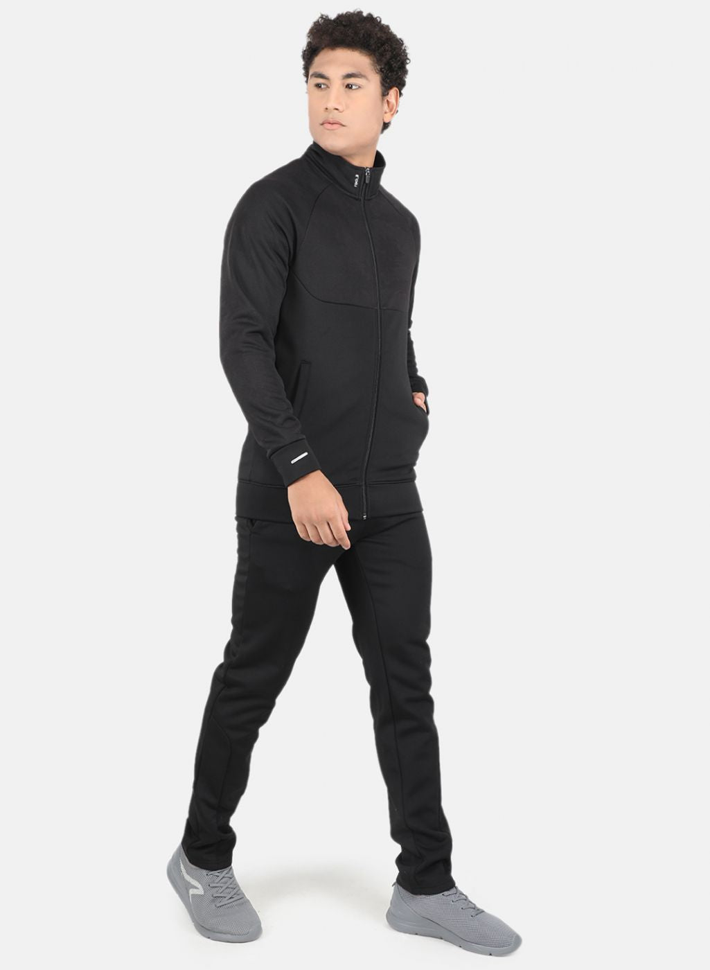 Men Black Self Tracksuit