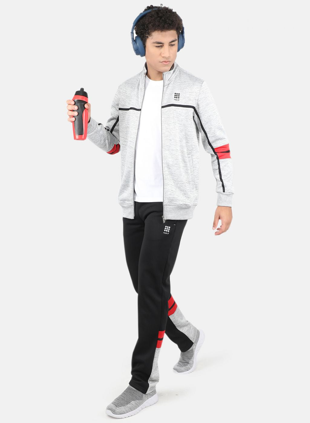 Men Grey & Black Solid Tracksuit