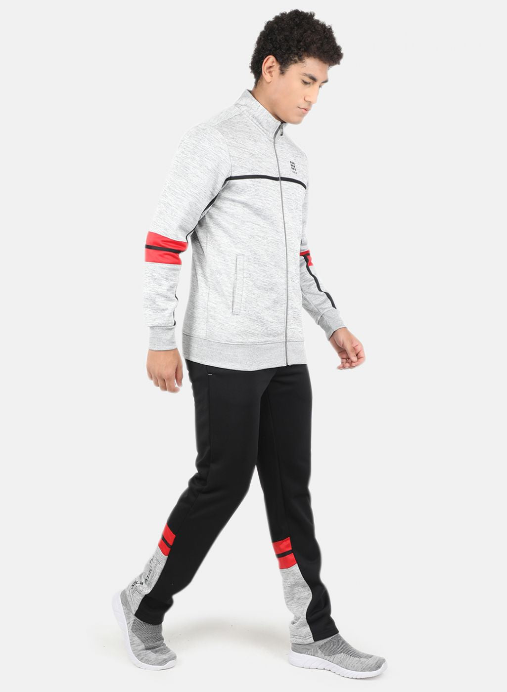 Men Grey & Black Solid Tracksuit