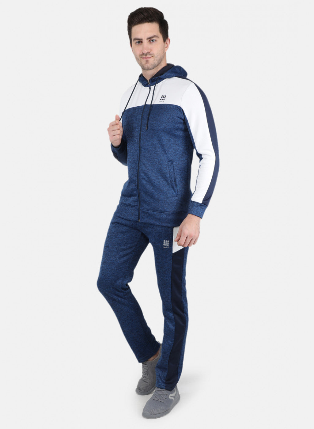 Men Blue Self Design Tracksuit