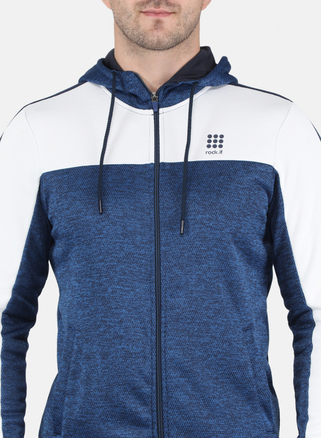 Men Blue Self Design Tracksuit