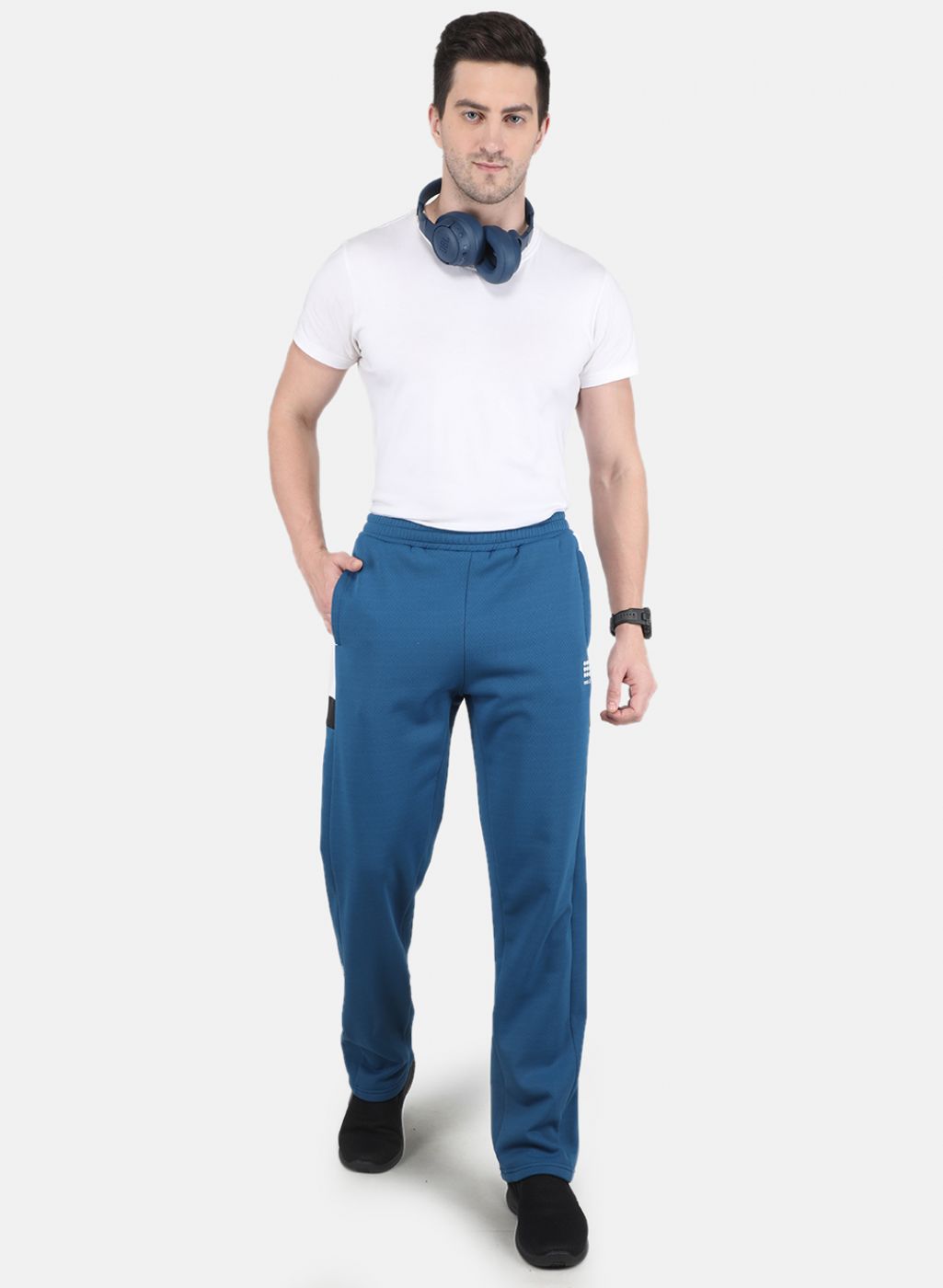 Men Teal Blue Smart Fit Track Pant