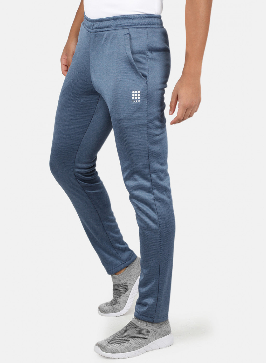 Men Blue Self Design Trackpant