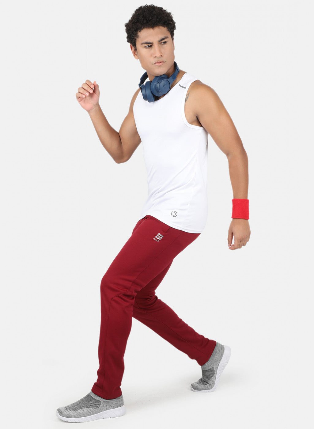 Men Maroon Solid Trackpant