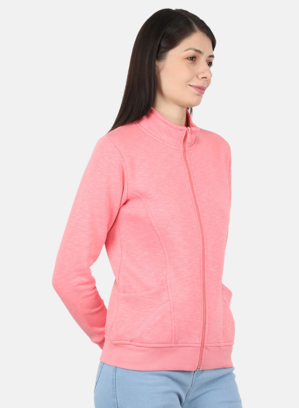 Women Pink Solid Sweatshirt