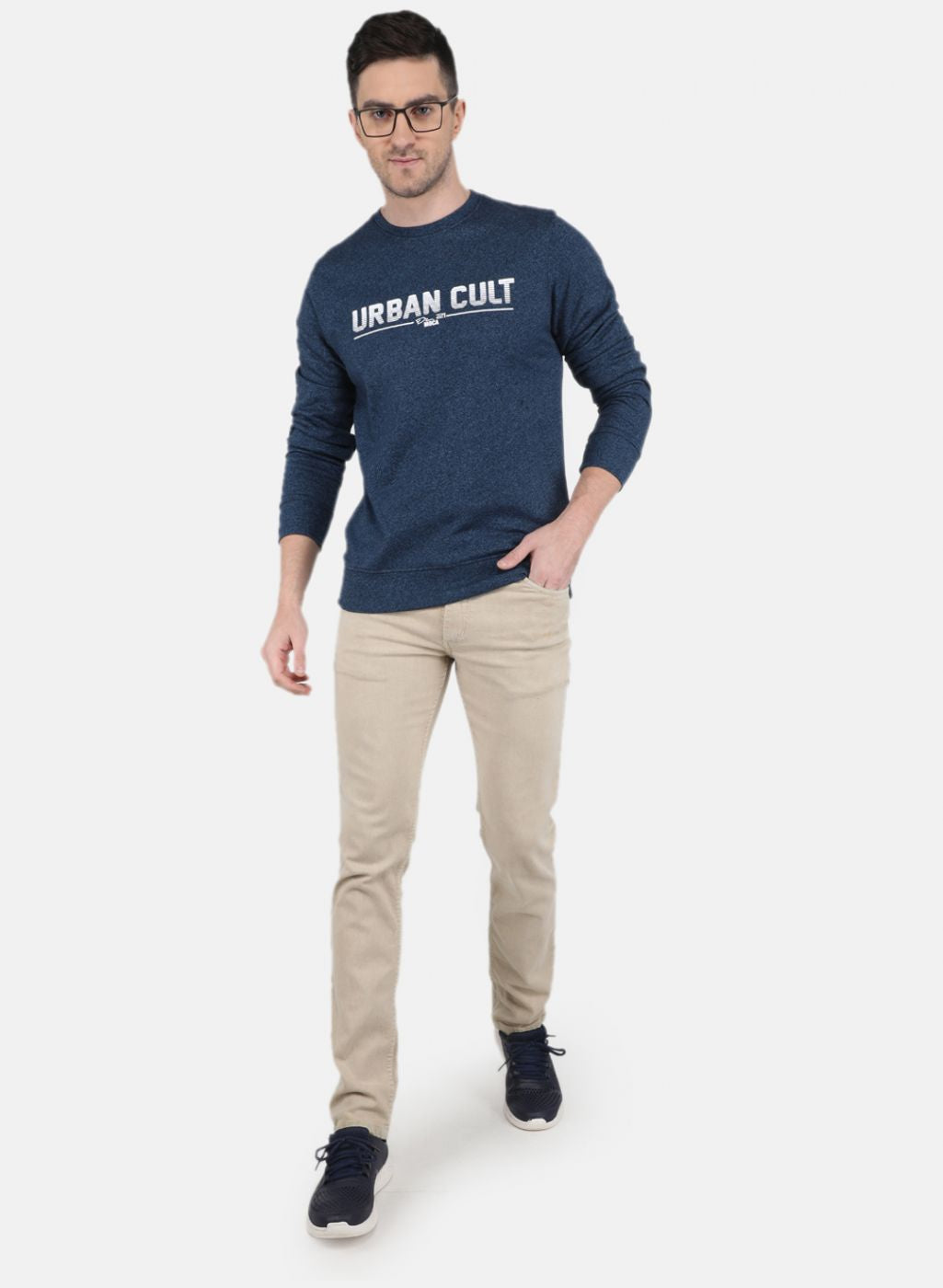 Men Blue Solid Sweatshirt