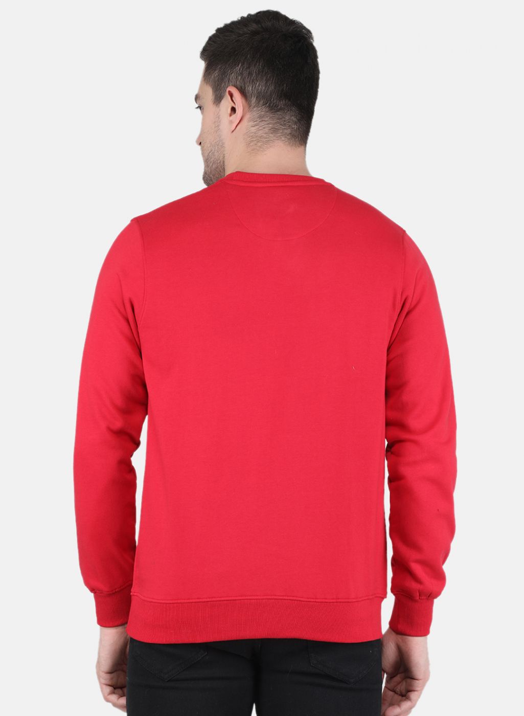 Men Red Solid Sweatshirt
