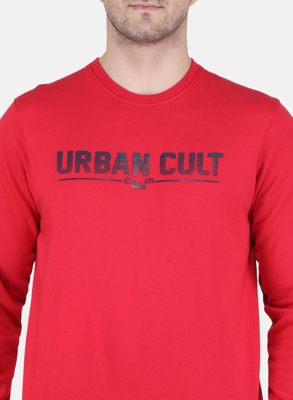 Men Red Solid Sweatshirt