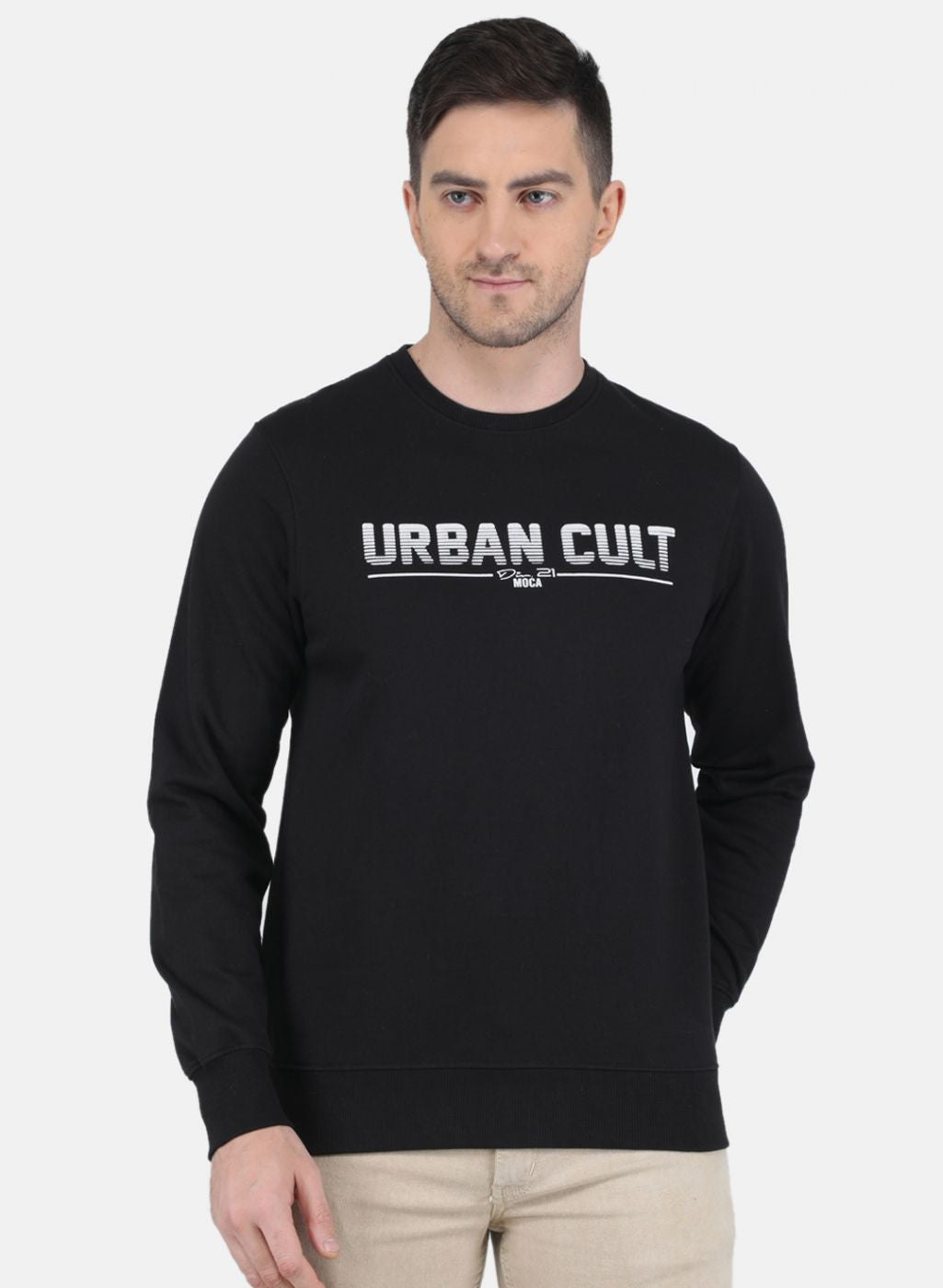 Men Black Solid Sweatshirt