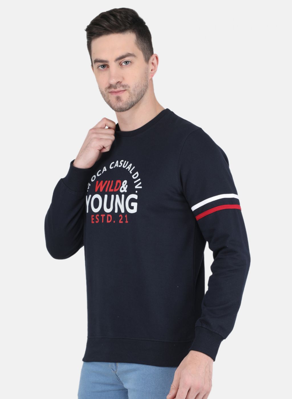 Men NAvy Blue Solid Sweatshirt