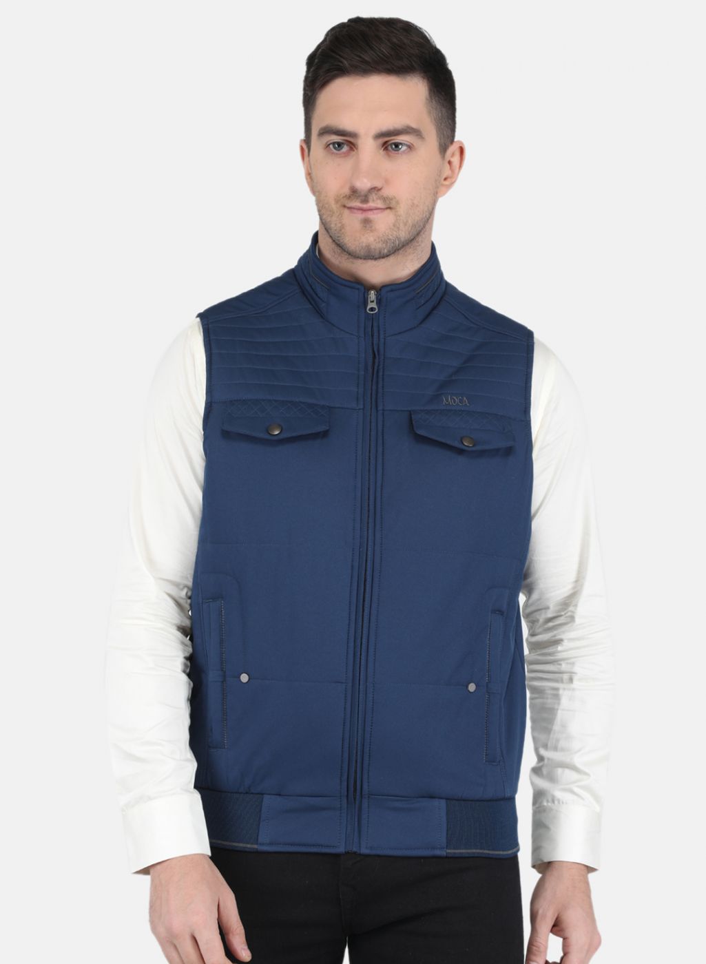 Men NAvy Blue Solid Jacket
