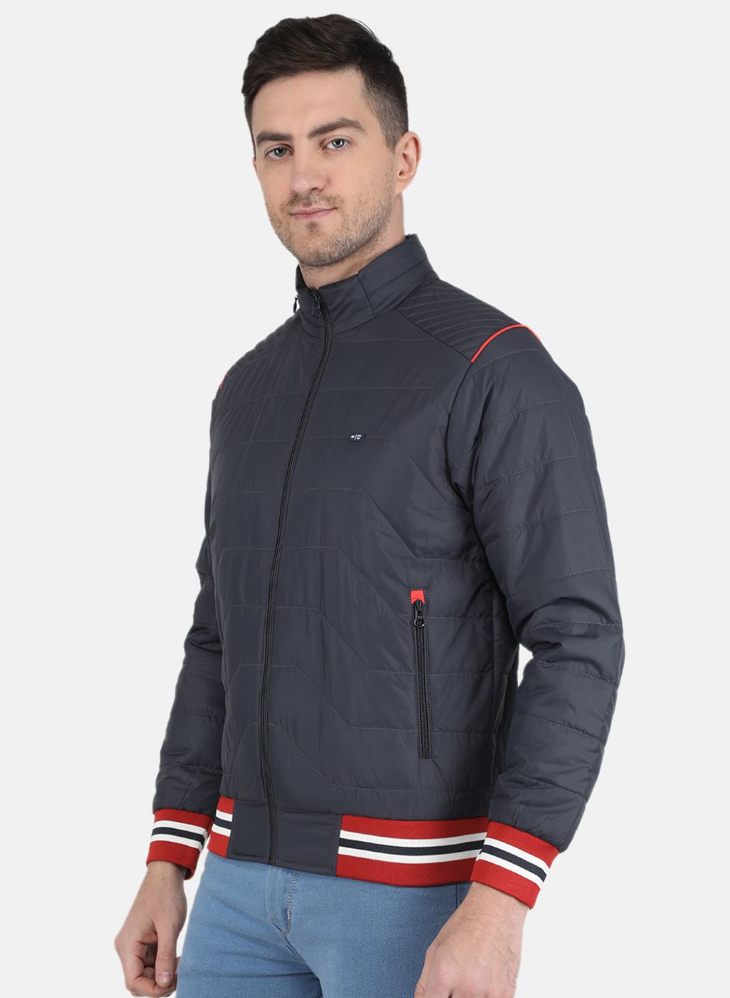 Men NAvy Blue Solid Jacket