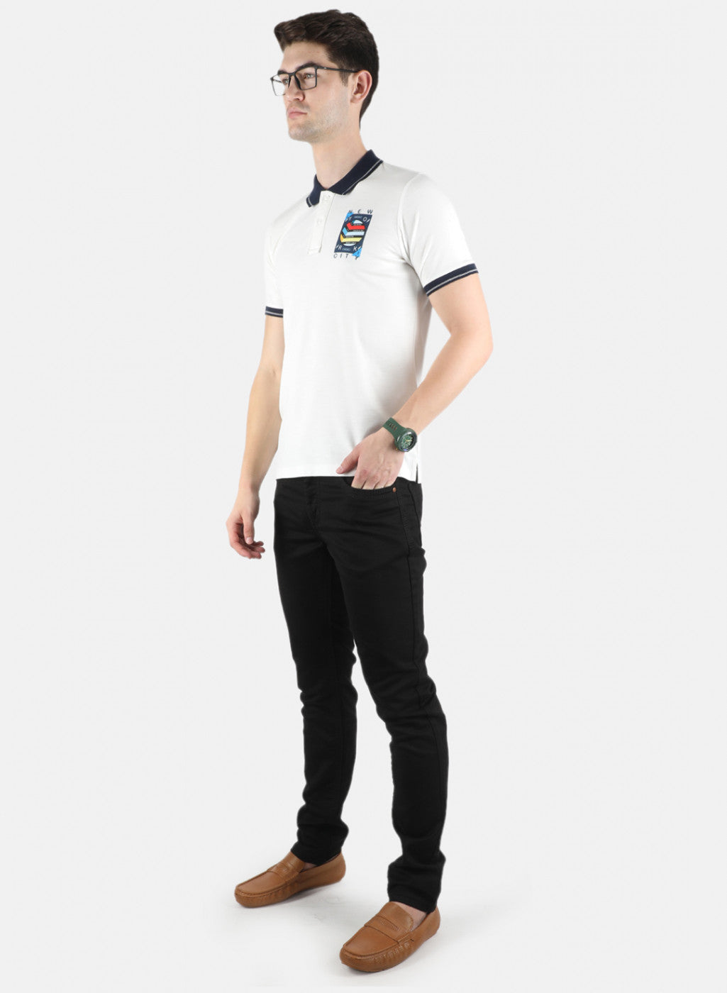 Men White Printed T-Shirt