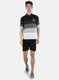 Men Black Stripe Bermuda Set