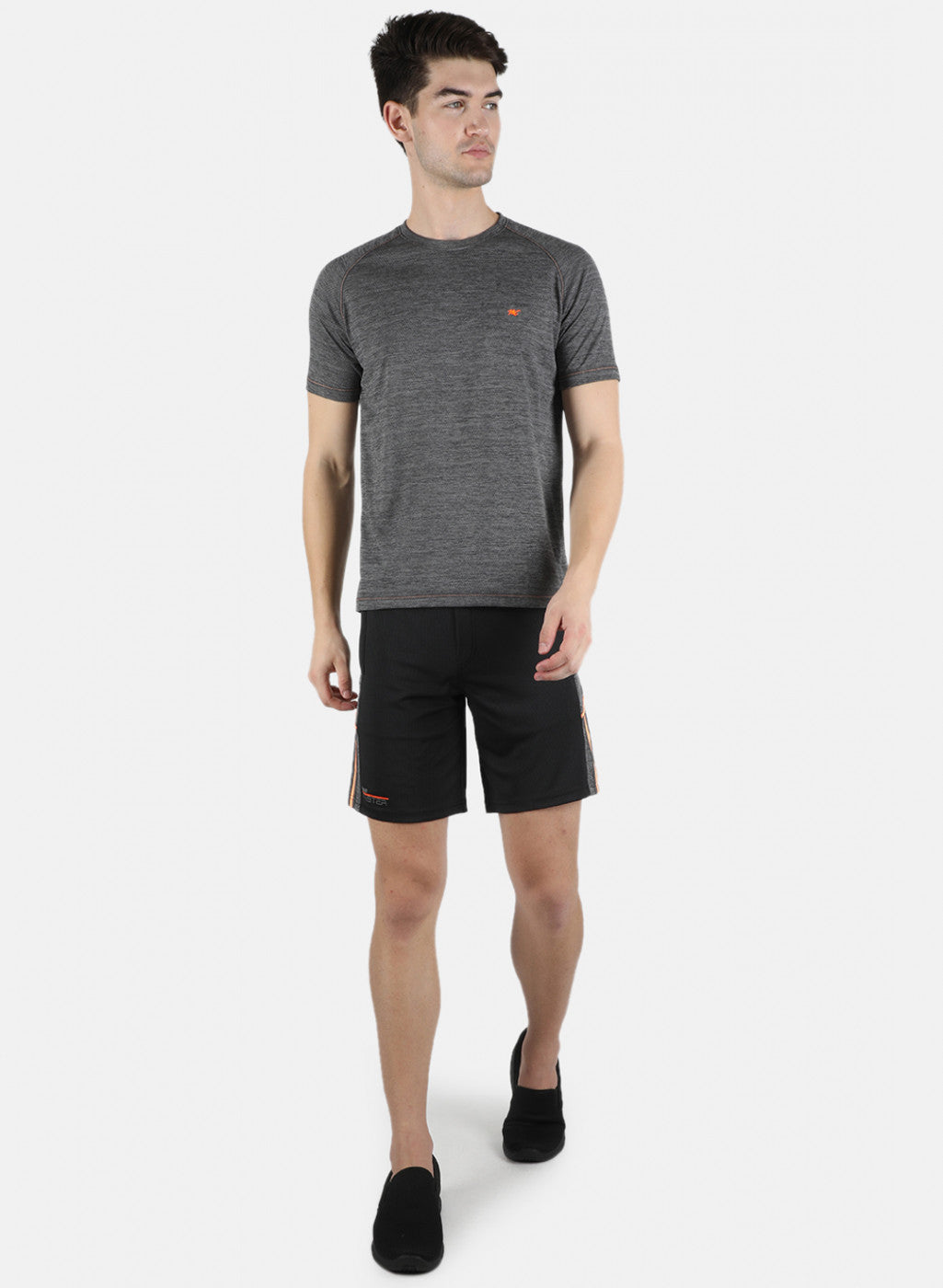 Men Black Self Design Bermuda Set