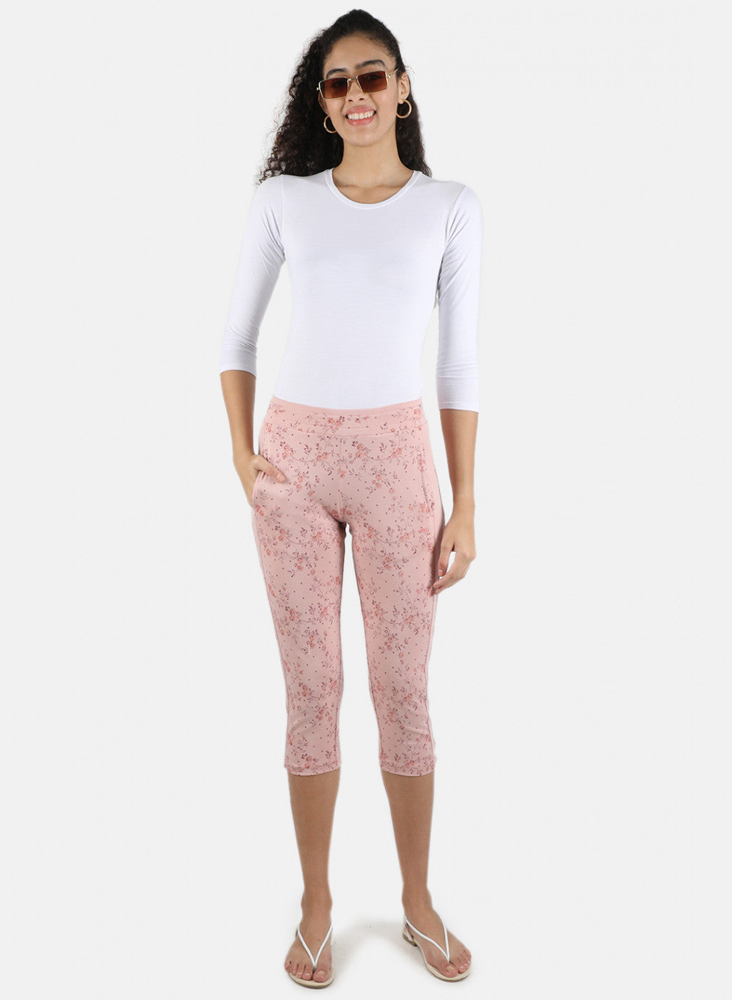 Women Pink Printed Capri