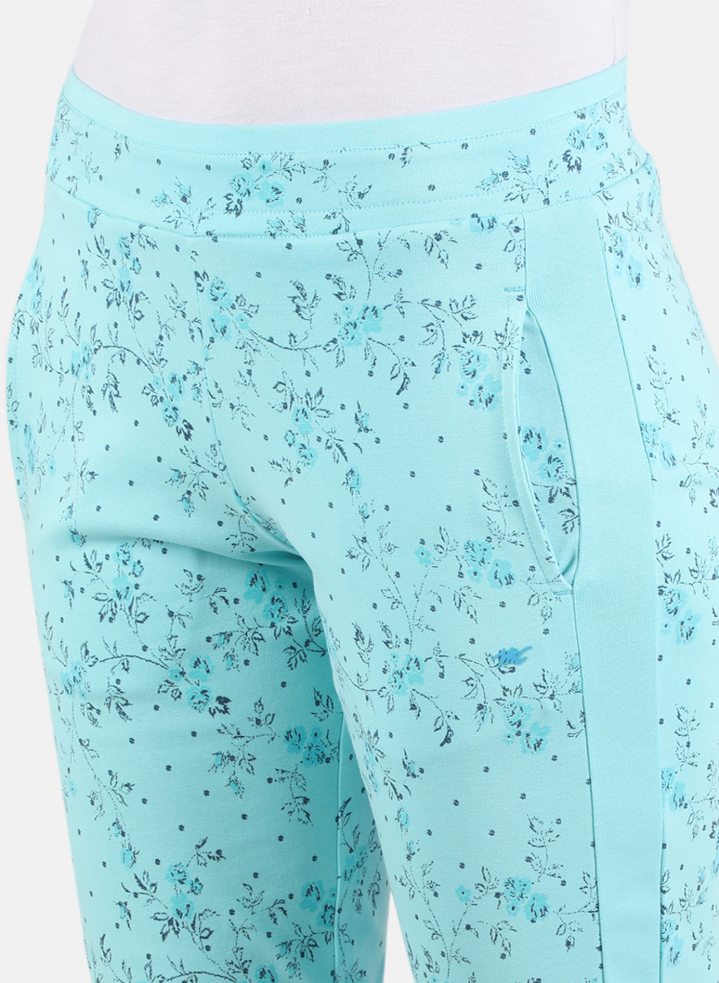 Women Aqua Blue Printed Capri