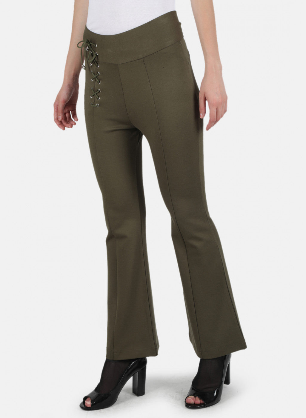 Women Olive Plain Jegging